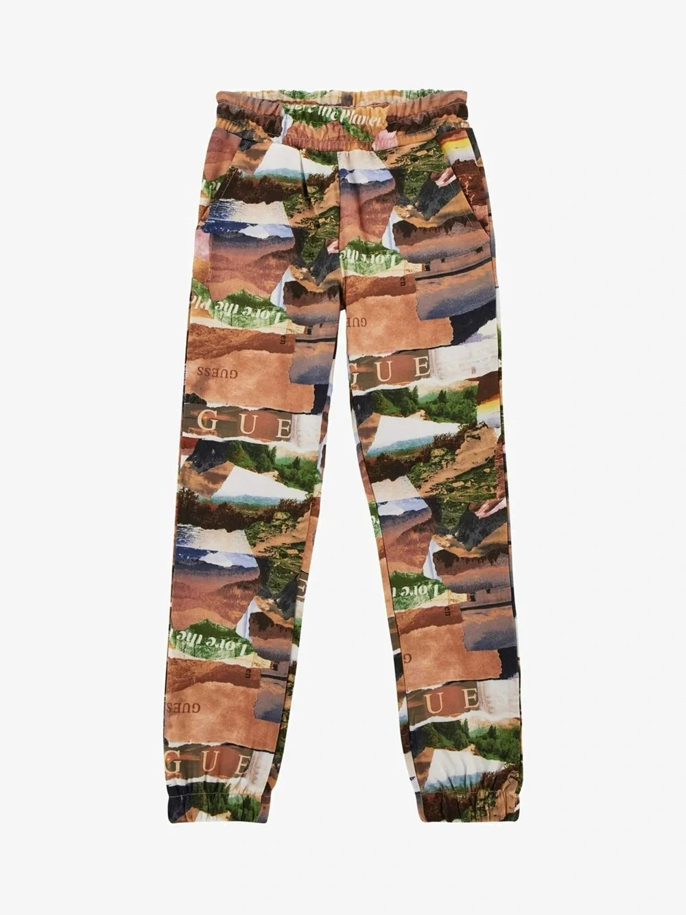 GUESS NWT Cotton Scenic Landscape Print Joggers, Size 8